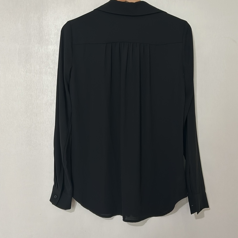 ANN TAYLOR WOMEN LONG SLEVEE PULLOVER BLOUSE OVERSIZED BLACK SZ - Picture 2 of 11
